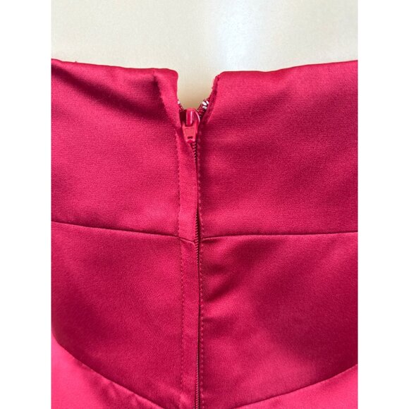 BCBGMAXAZRIA Red Sleeveless Satin Spaghetti Strap Midi Dress Sz 6 - Picture 5 of 7